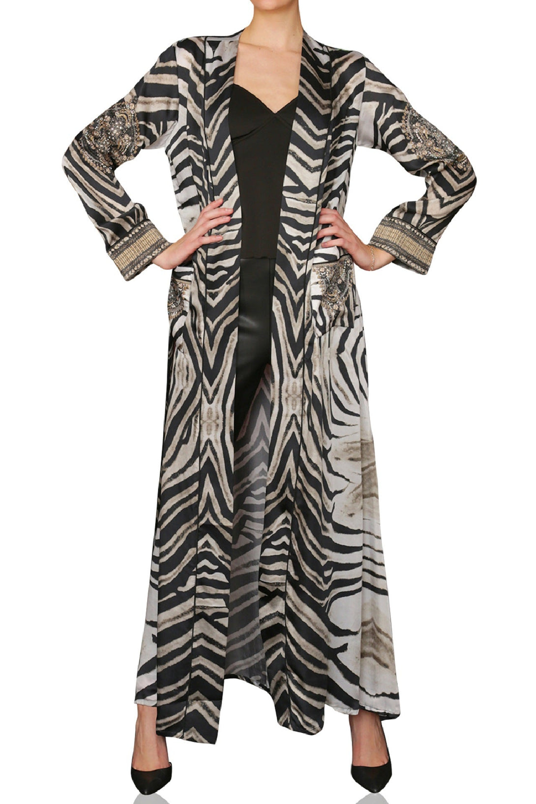 "kimono silk robe women's" "Shahida Parides" "silk zebra robe" "kimono silk robes for women" "printed silk robe" ]