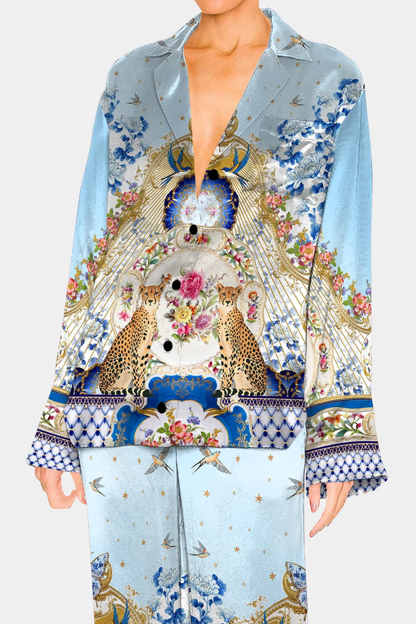 blue shirt, romanticism print, Shahida Parides, best shirts for women,
basic shirts,