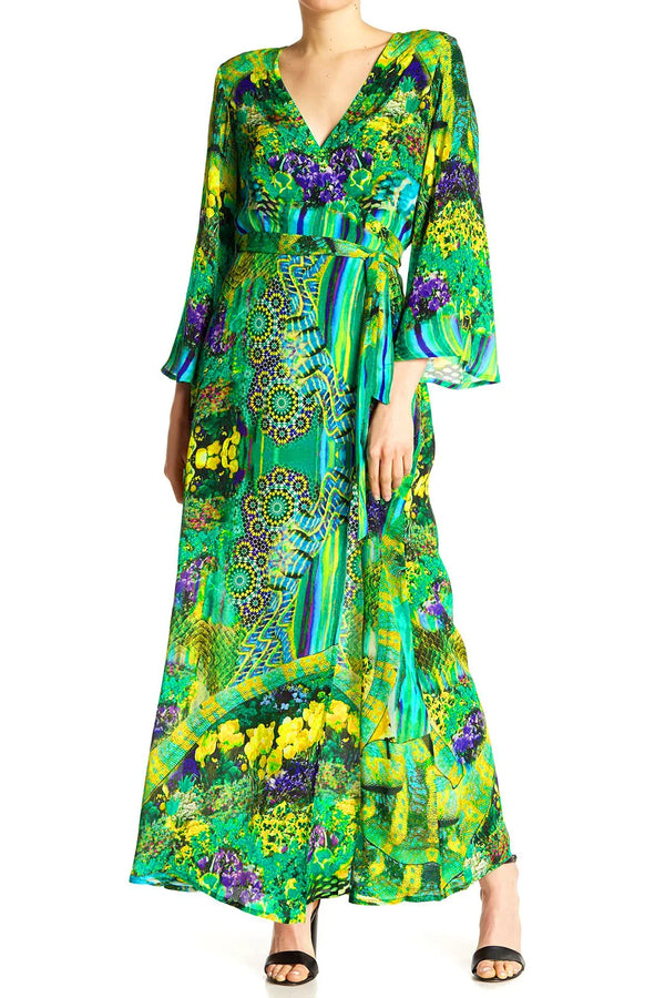 slim fit dress slacks Montaigne Ruffle Maxi Dress - Sage Floral Maxi