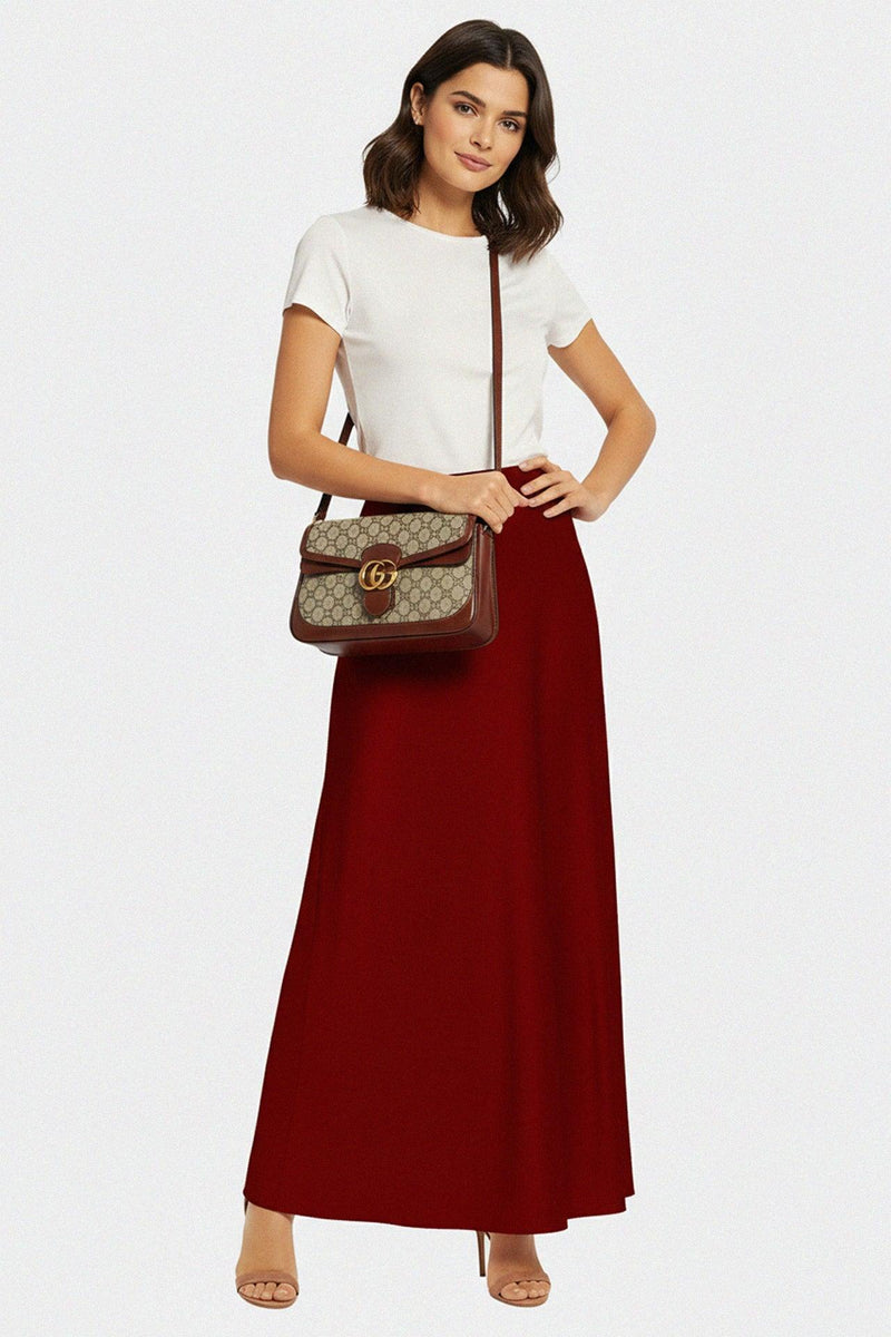 Designer Cranberry Juice Silk Maxi Skirt