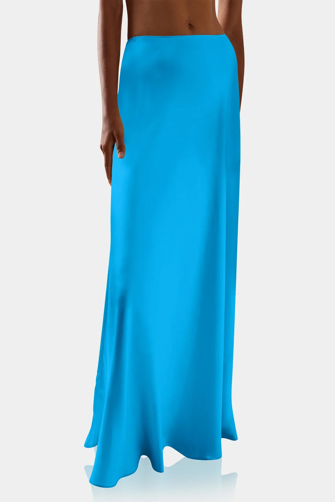 Shahida Parides, long skirt for women, ladies silk skirt, navy maxi skirt,