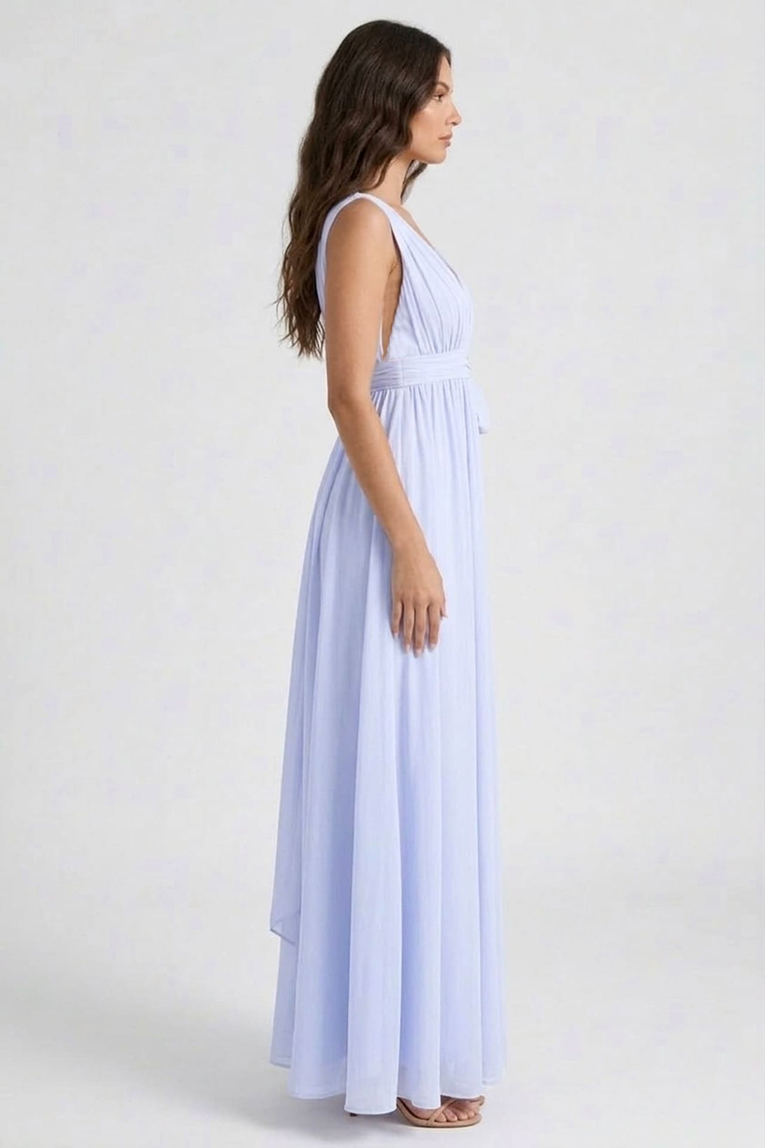 Chiffon Ice Blue V-Neck Bridesmaid Dress Elegant Maxi Gown Chiffon Ice Blue V-Neck Bridesmaid Dress Elegant Maxi Gown