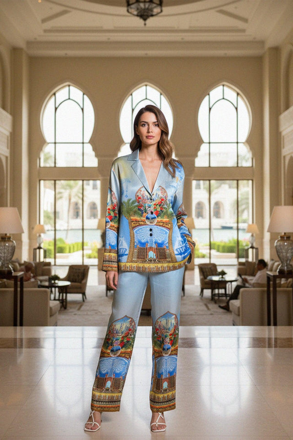 Designer Wide Leg Pant in Blue