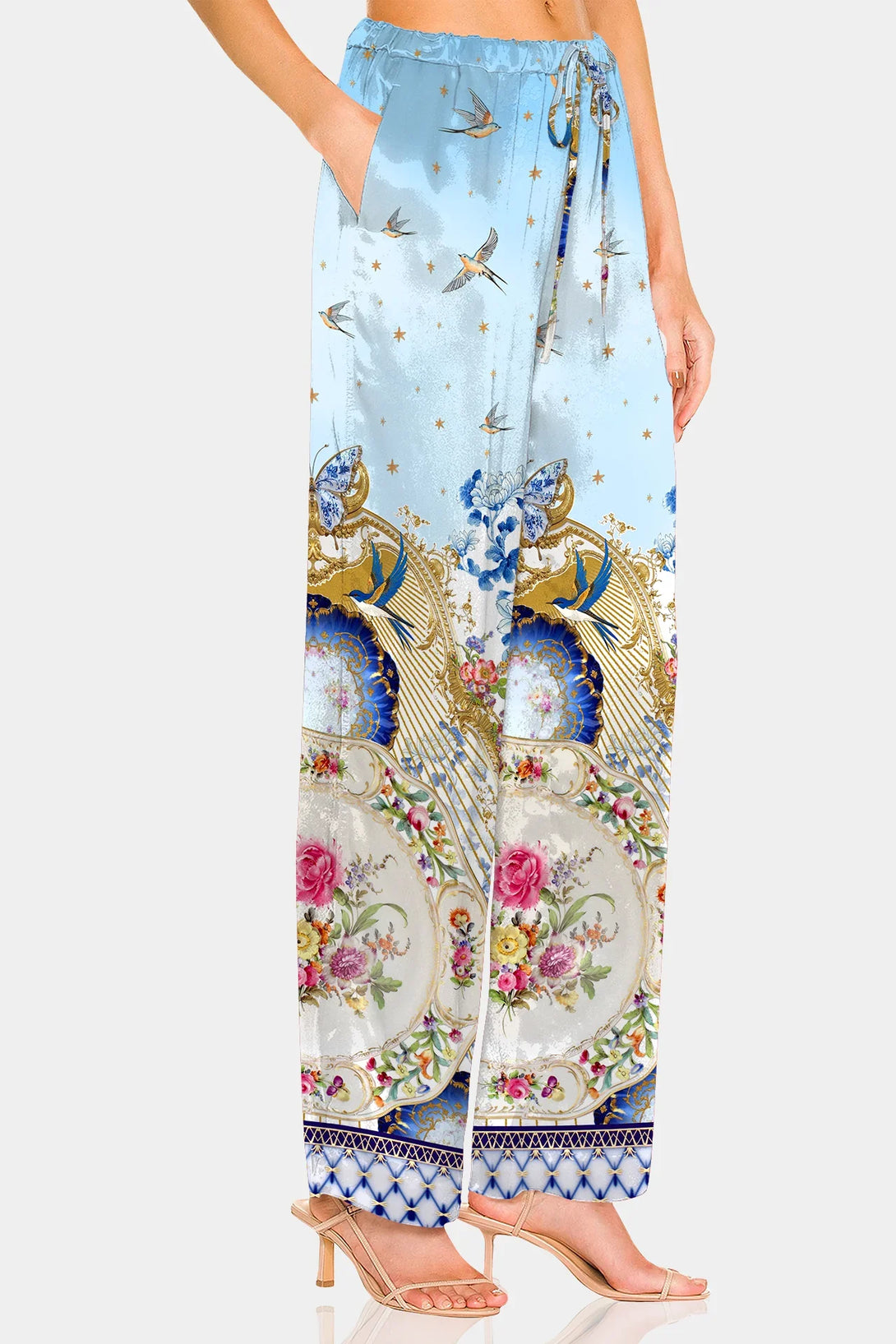 romanticism print, Shahida Parides,
plazzo pants,
plazzo pant for women,