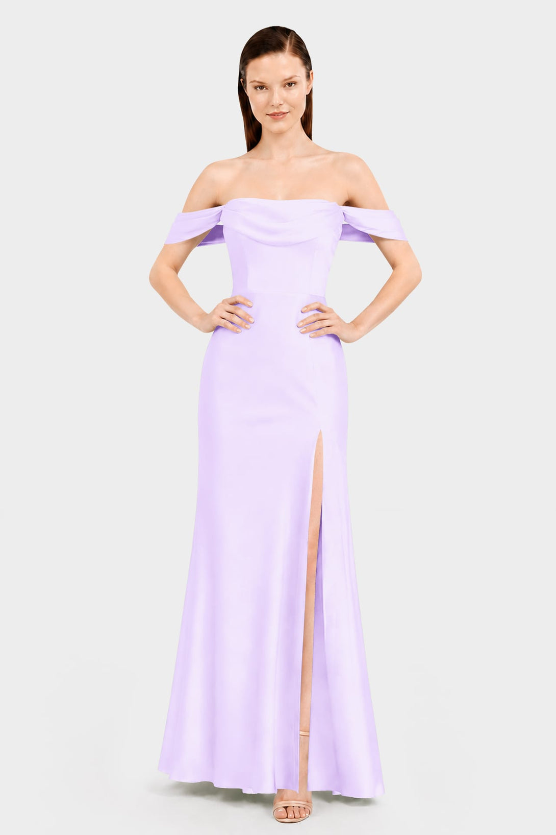 S Strapless Multiway Formal Dress with Side Slit in Lilac – Garden Wedding Dress