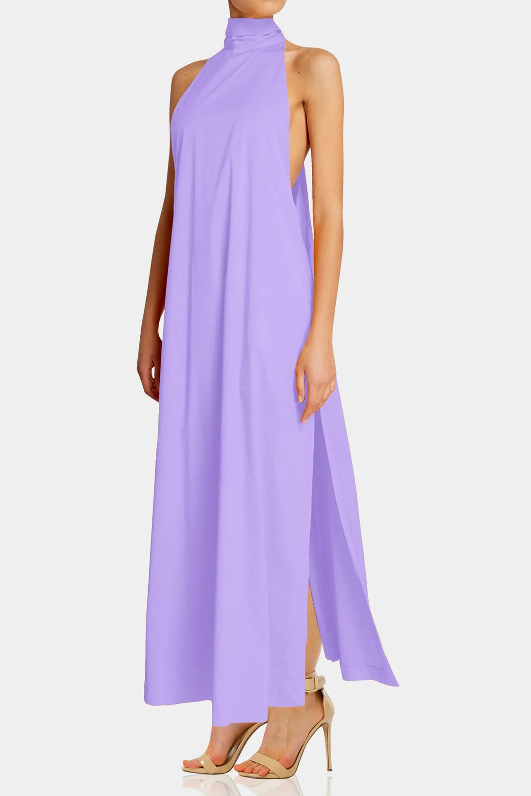 light purple deep v neck maxi dress Women's Summer A Line Deep V Neck Dress Short Lantern Sleeve Ruffles Swing Midi Dress with Belt Light Purple Large