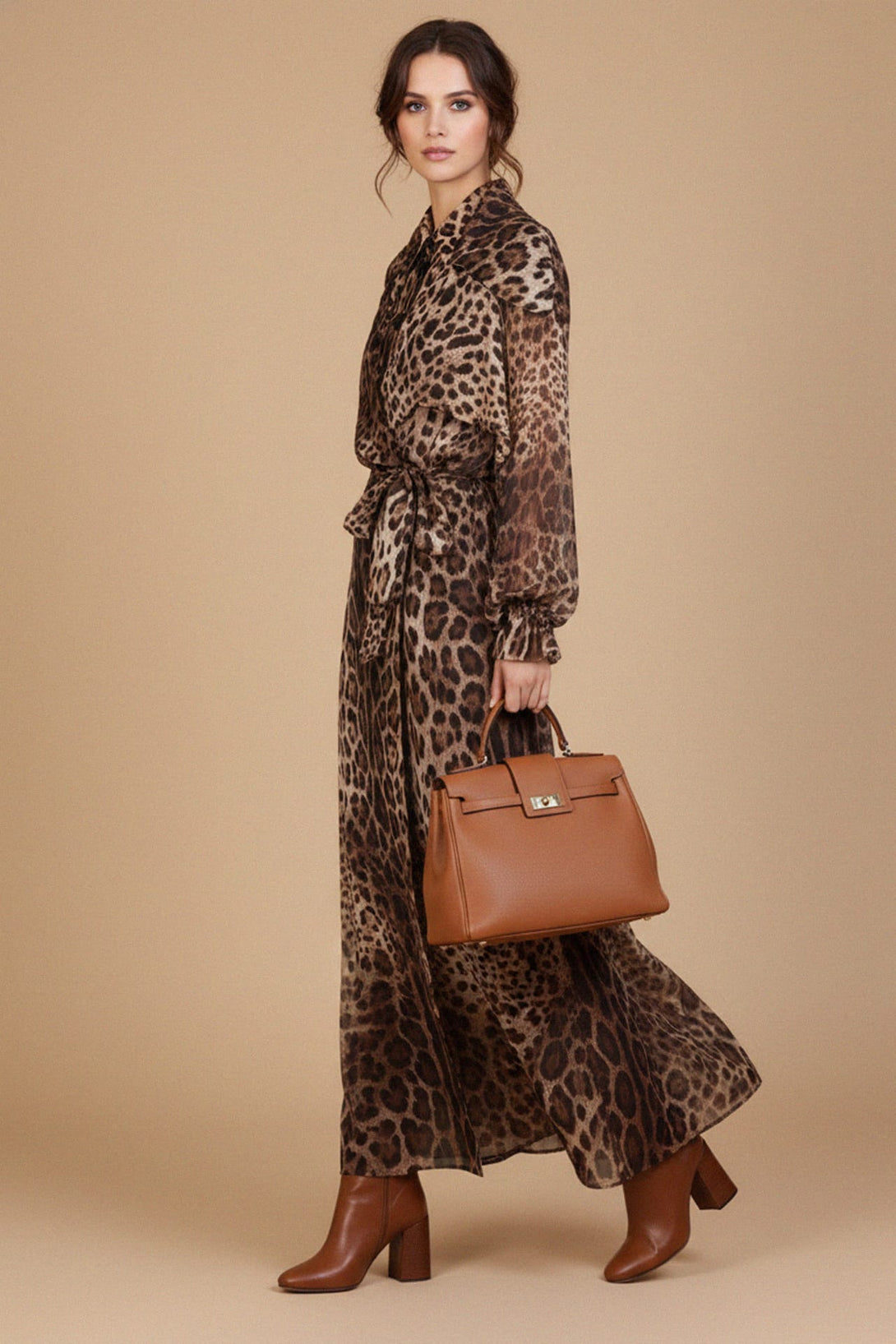 trendy leopard print belted trench for casual wear, Shahida,