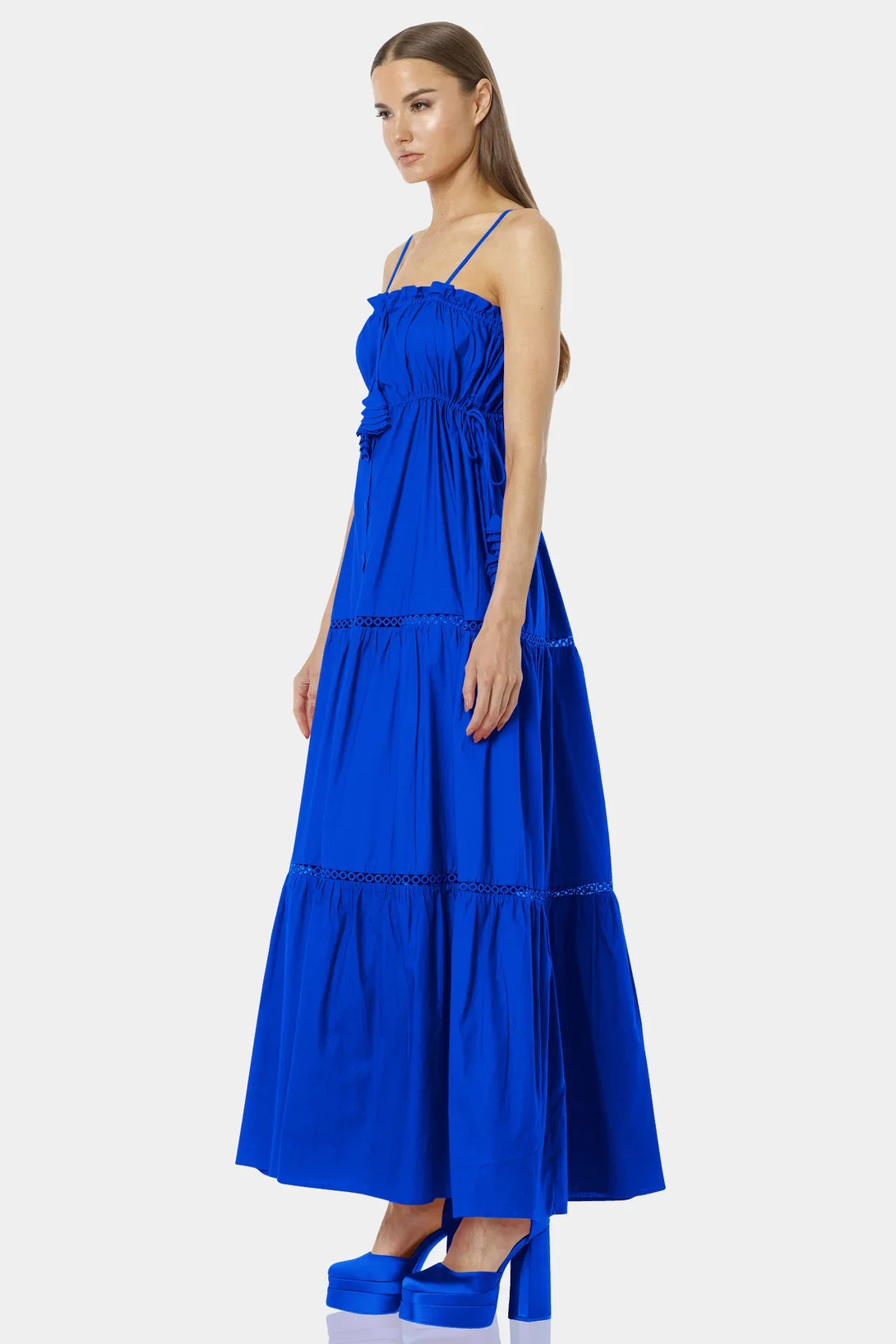 S Blue Fit And Flare Maxi Dress S Blue Fit And Flare Maxi Dress