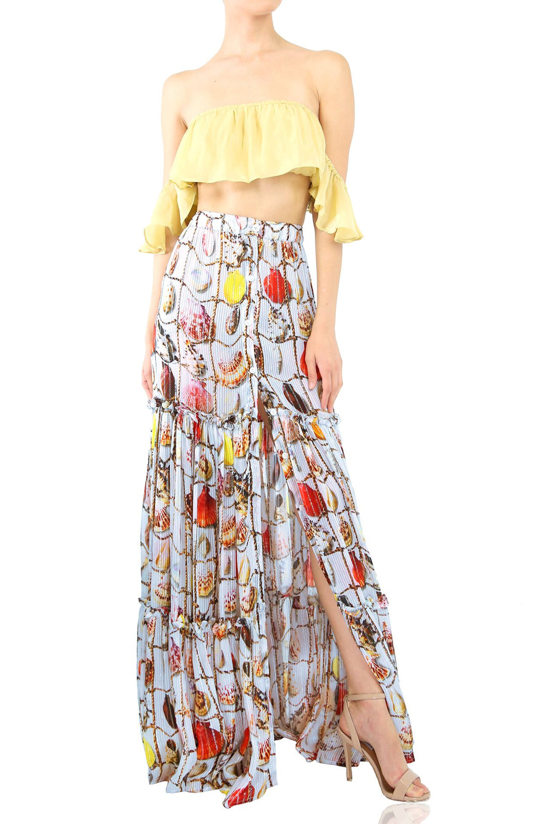 summer maxi skirts, multi colored tiered skirt, Shahida Parides, casual maxi skirt,