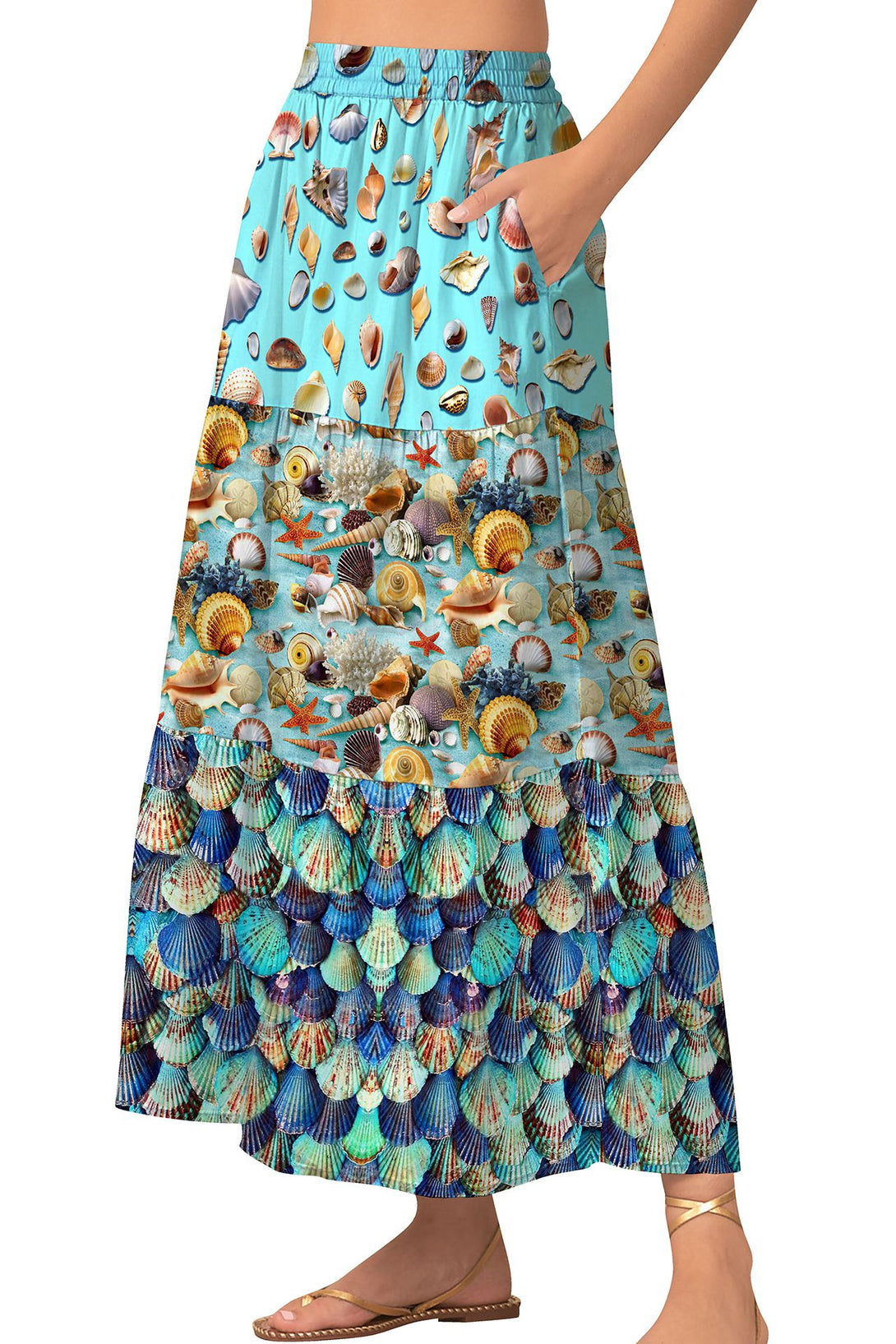 summer maxi skirts, multi colored tiered skirt, Shahida Parides, casual maxi skirt,
