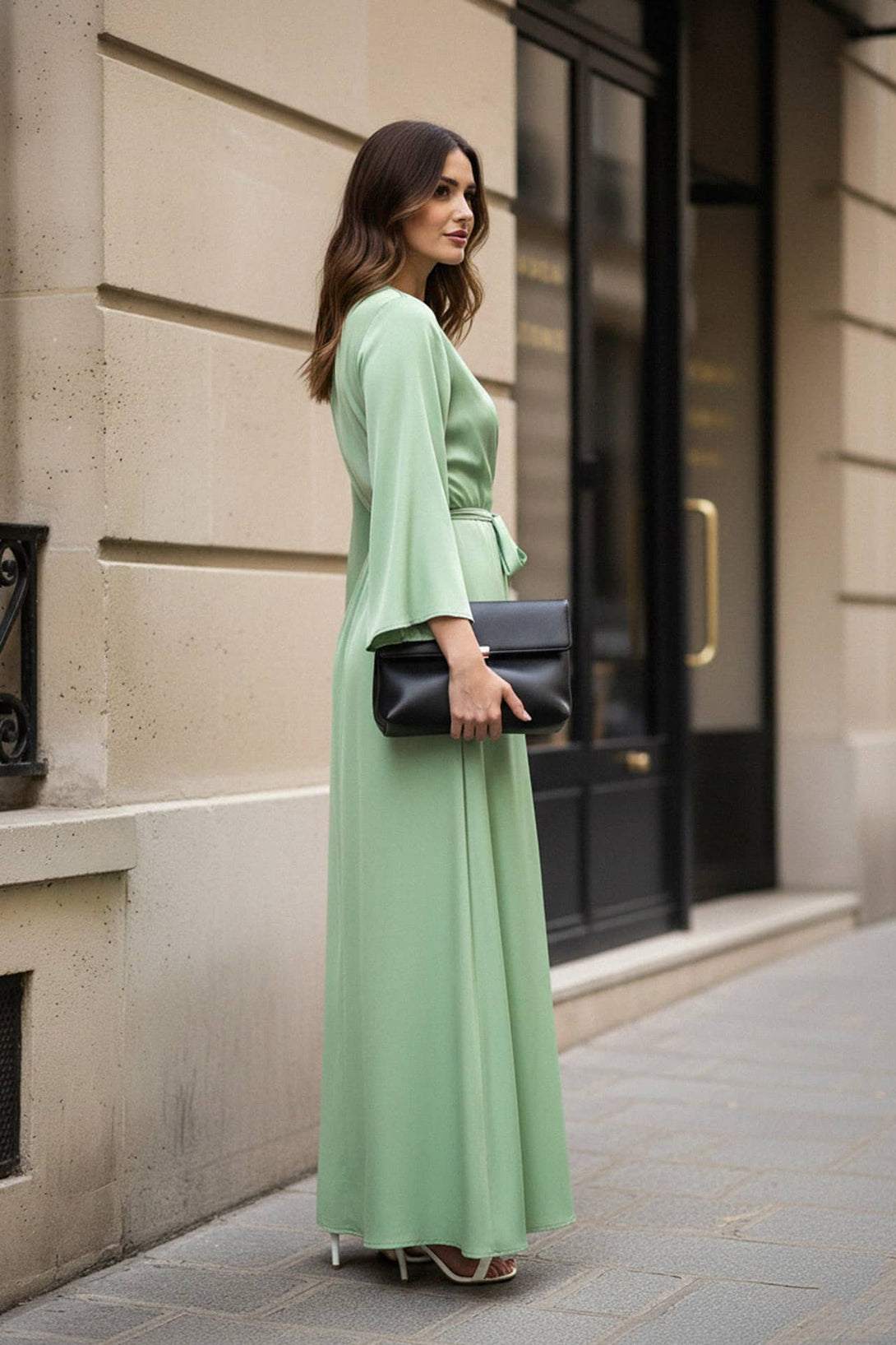 Sustainable Wrap Dress in Mint