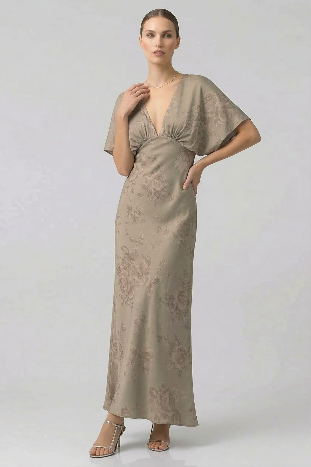 midi dresses plus size Plus Size V-Neck Waist Applique Midi Dress
