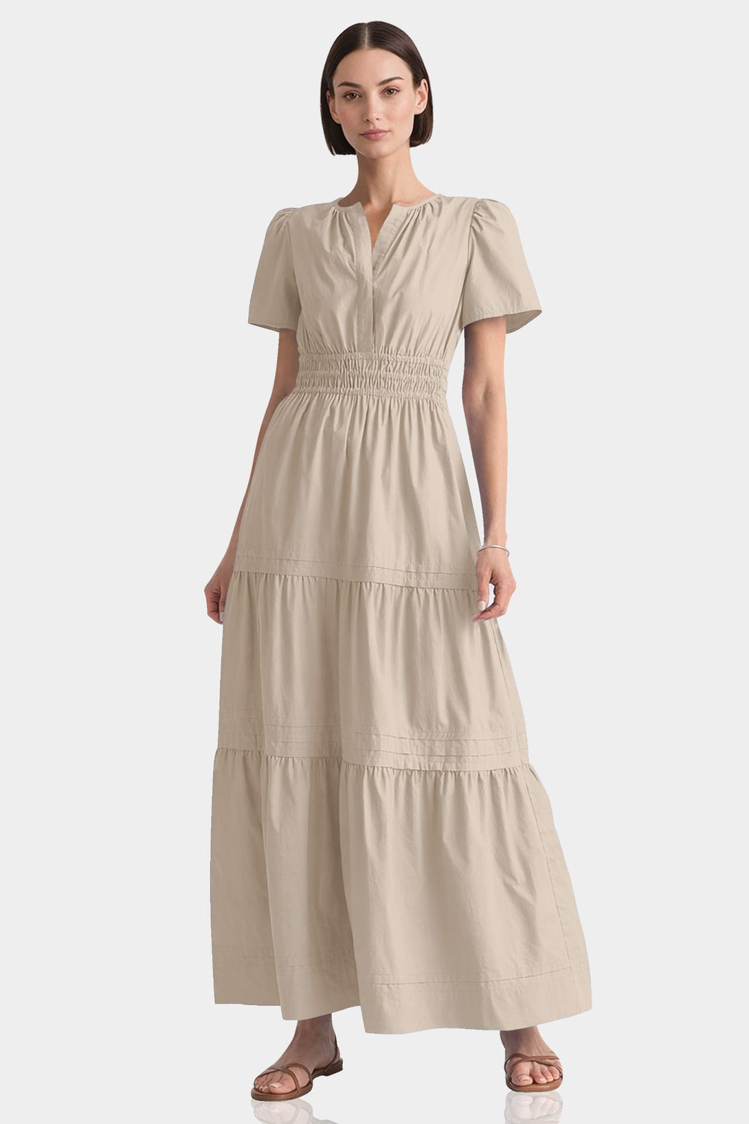 long flowy cotton dresses R.Vivimos Women Summer Half Sleeve Cotton Ruffled Vintage Elegant Backless  A Line Flowy Long Dresses