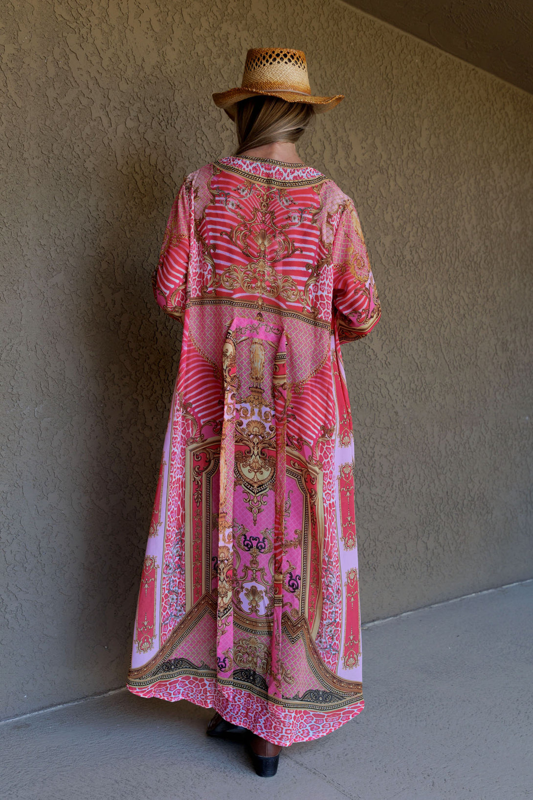 One Size Printed Long Cover Up Dress for Women One Size Printed Long Cover Up Dress for Women