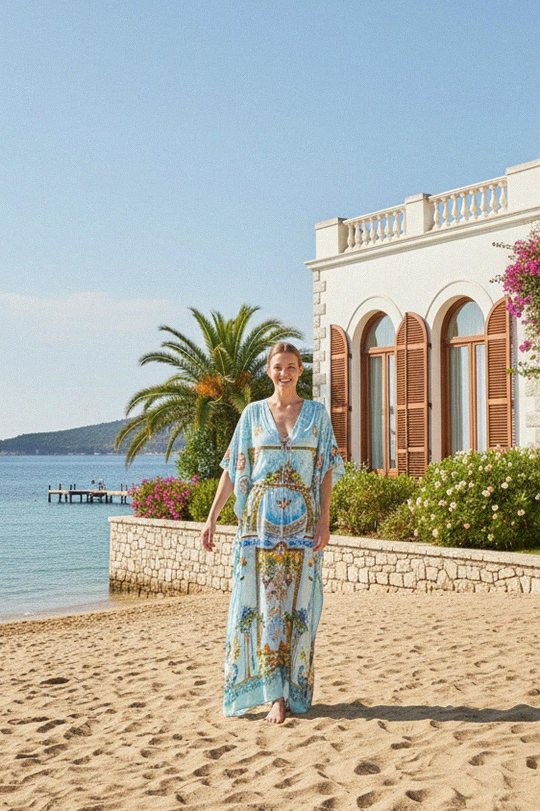 plus size vacation wear, resort wear womens, silk kaftan, Shahida Parides,