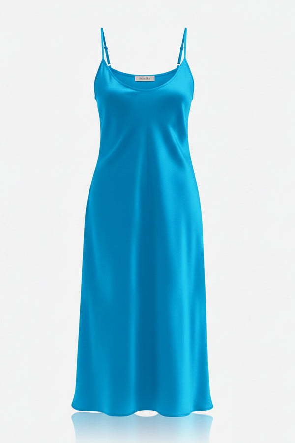Turquoise Satin Slip Dress