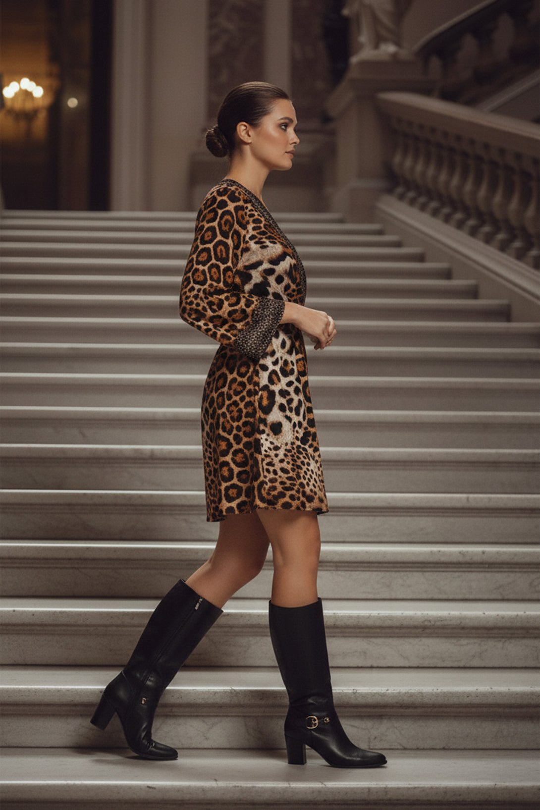 Shahida, animal print wrap dress,
animal print wrap,