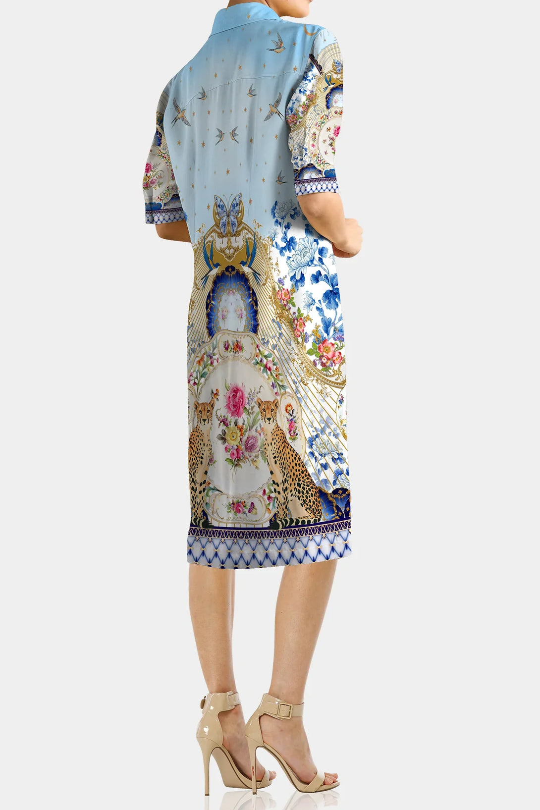 blue midi shirt dress, button down dress midi, belted midi shirt dress, Shahida Parides,