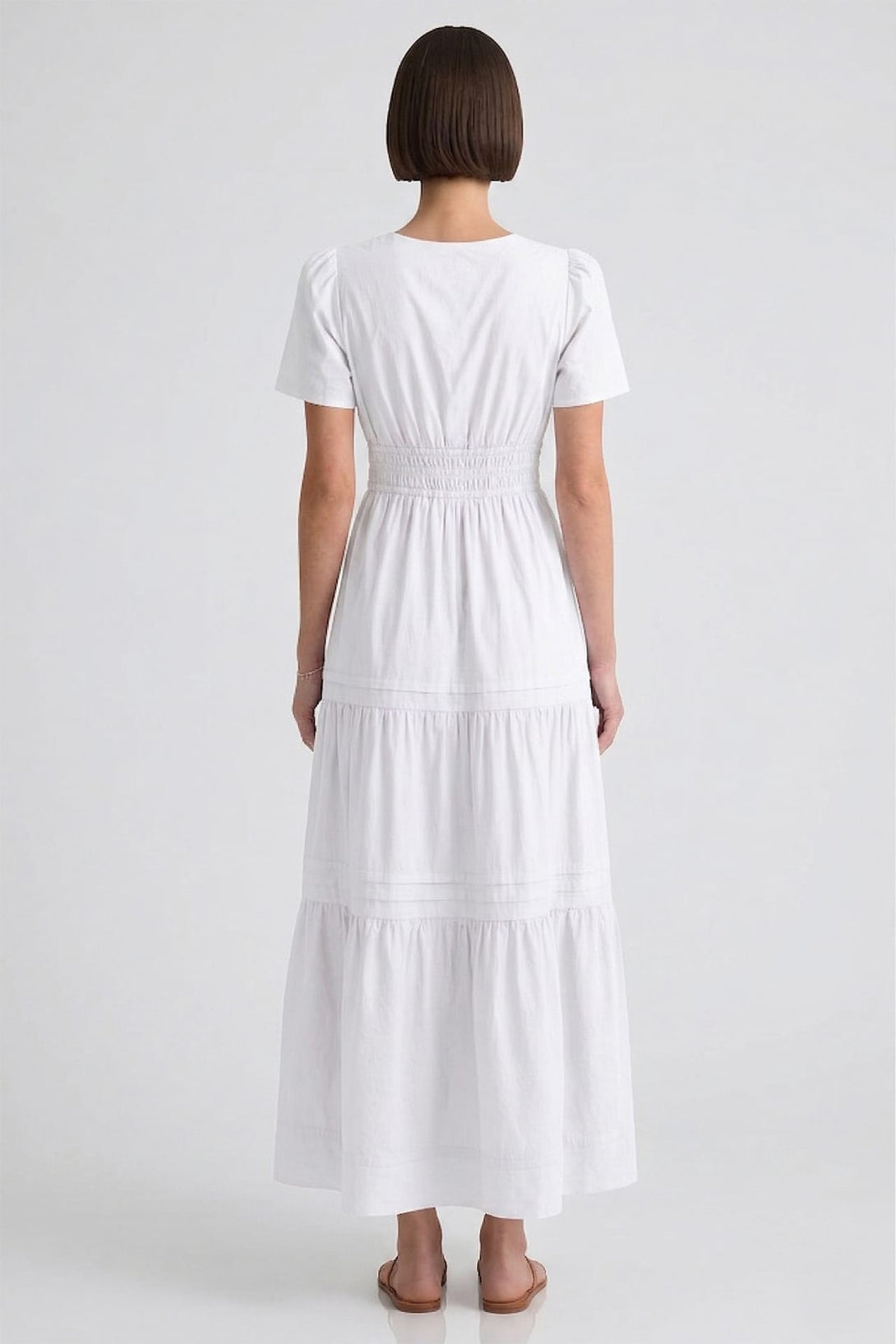 white cotton maxi dress Boho, Long White Bohemian Dress, Maxi Summer White Dress, Photoshoot Dress, White Summer Dress, Long Summer Dress 100% cotton summer maxi dress in white embroidered eyelet featuring a slim fit smocked bodice and billowy skirt Oberon White Cotton Eyelet Lace-Up