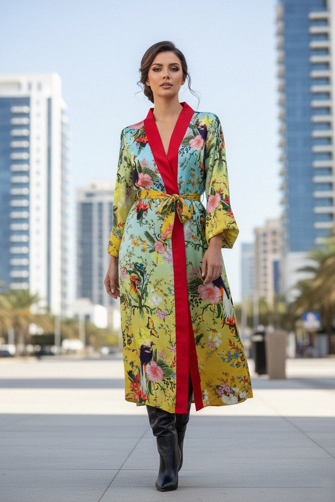 kimonos for women, floral silk kimono, long patterned robe, modern fashion outfit, colorful kimono style