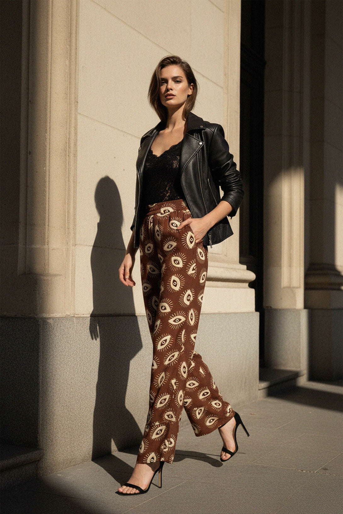 Shahida, Women’s printed straight pants with bold design,