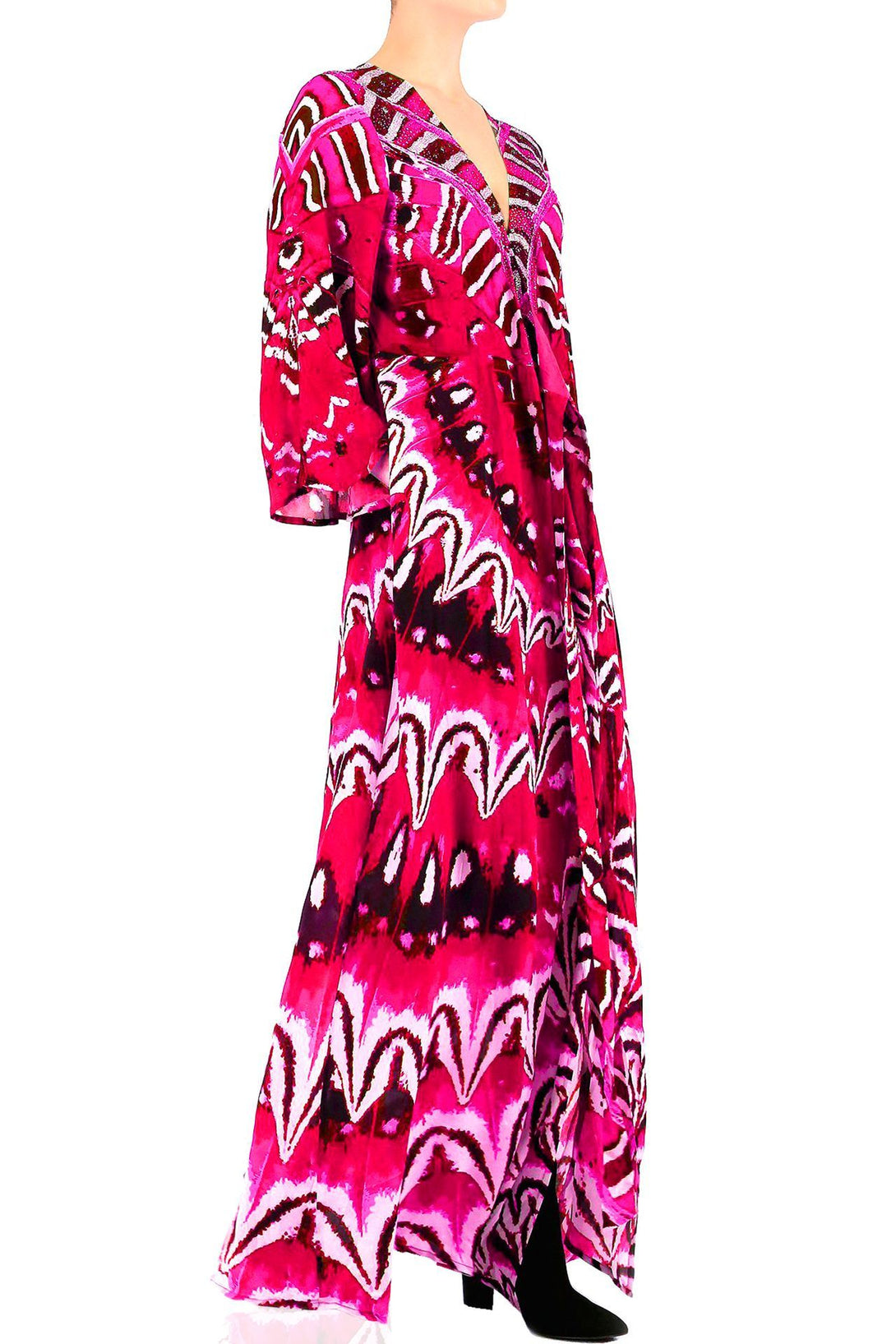 wrap evening dresses, maxi wrap long sleeve dress, Shahida Parides, plus size long wrap dress,