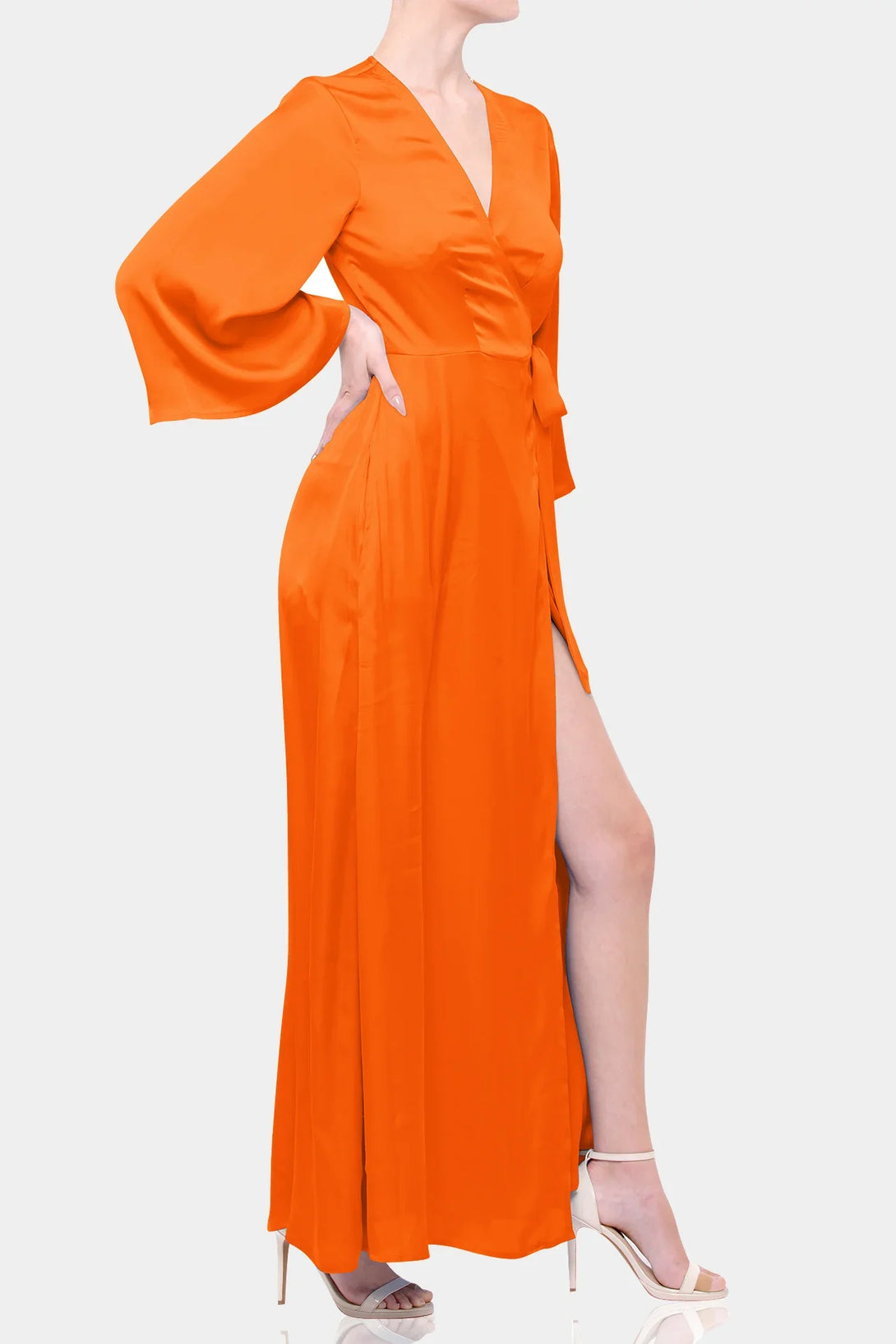  wrap dress maxi long sleeve, Shahida Parides, womens wrap maxi dress, long silk wrap dress,