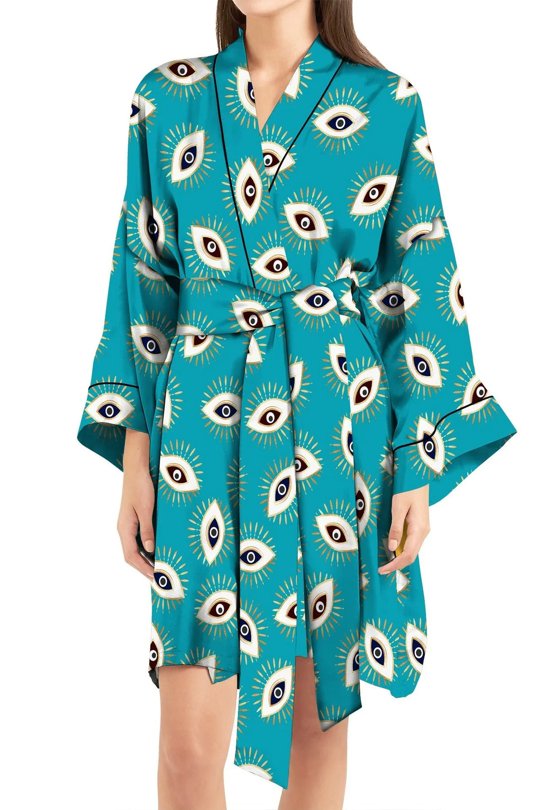 short kimono wrap dress Silk Short Kimono Wrap dress (blue/pink)