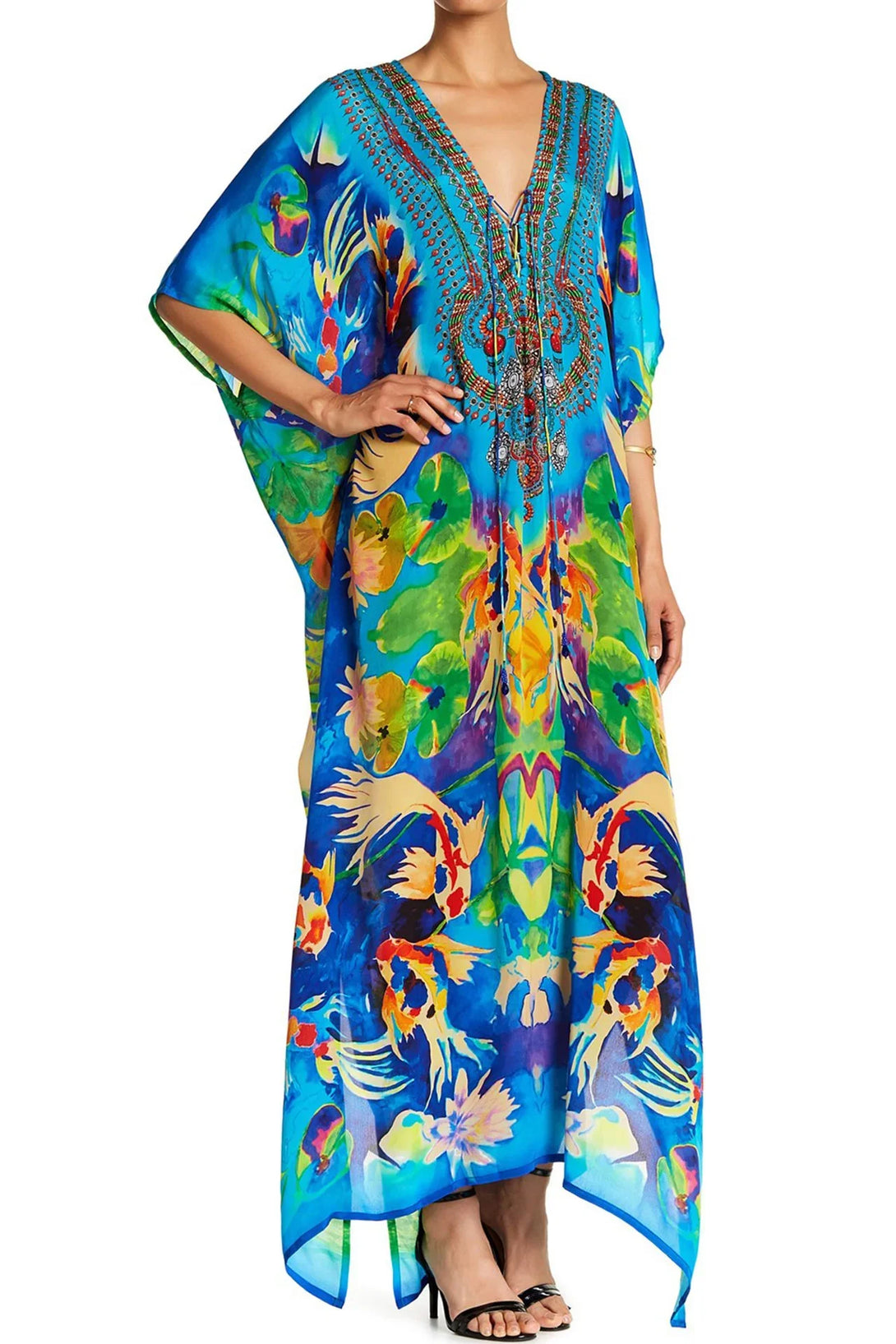   caftans for plus size, silk caftan dress, Shahida Parides, caftans for women, dresses for vacation,