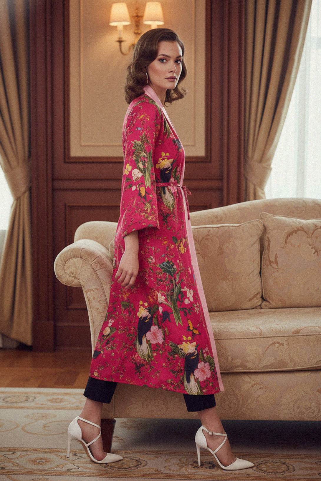 Kyle Richards, airy robe, casual chic, kimono wrap, lightweight wear, ladies style, soft fabric, trendy robe