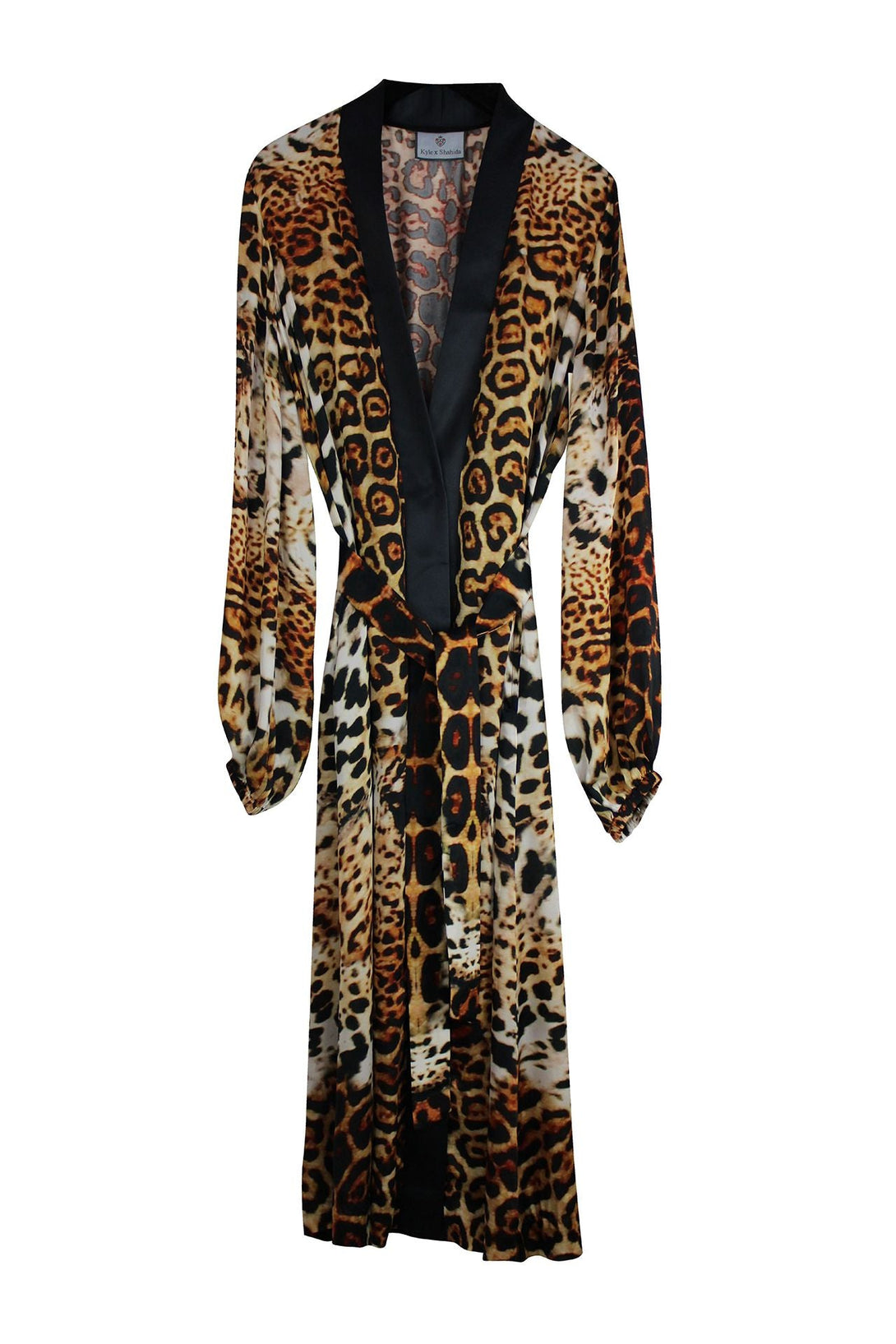 "Shahida Parides" "silk leopard robe" "long kimono silk robe" "woman in silk robe" "silk kimono" "robe dress silk"
