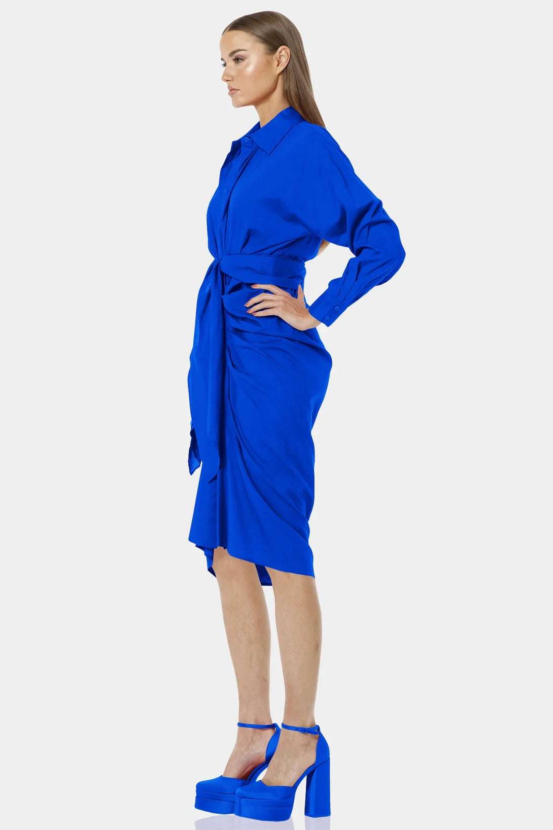 midi shirt dress women Blue Dress Shirt | Cotton Shirt Dress Midi