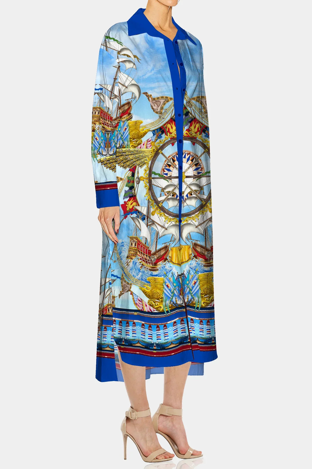 S Designer Cotton Shirt Dress Midi