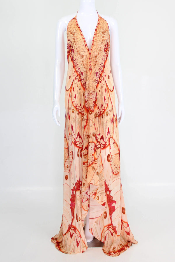  light orange maxi dress, Shahida Parides, beach maxi dress, long summer dresses, backless maxi dress,