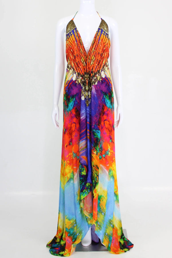  burnt orange long dress, long silk dress, Shahida Parides, halter maxi dress, long flowy dresses,