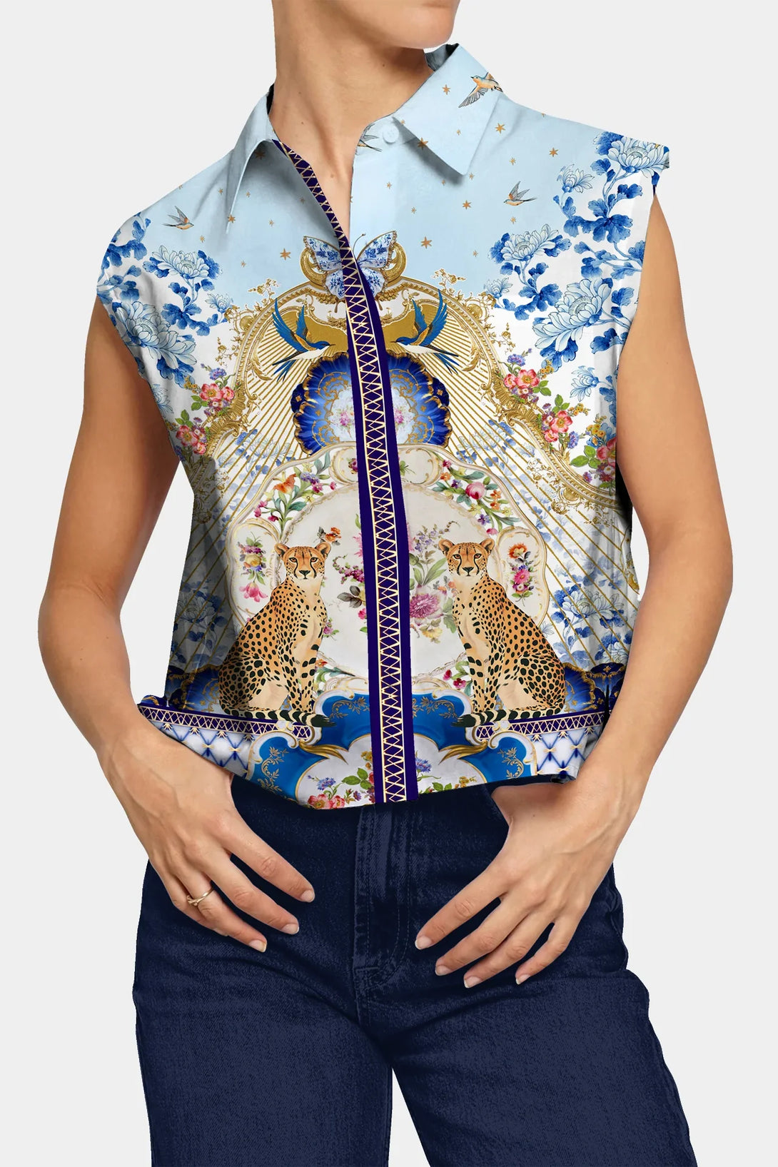 ladies shirts,
casual shirts for women,
sleeveless shirt,
Shahida Parides,