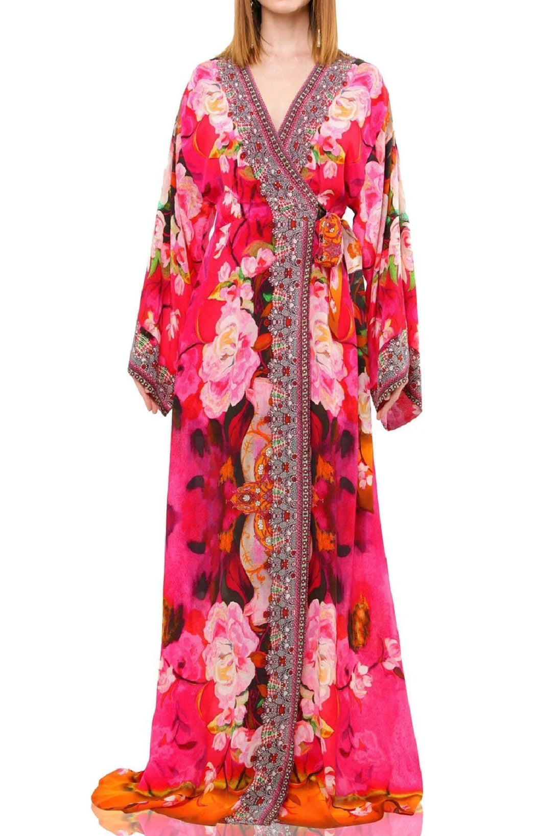  wrap evening dresses, maxi wrap long sleeve dress, Shahida Parides, plus size long wrap dress,