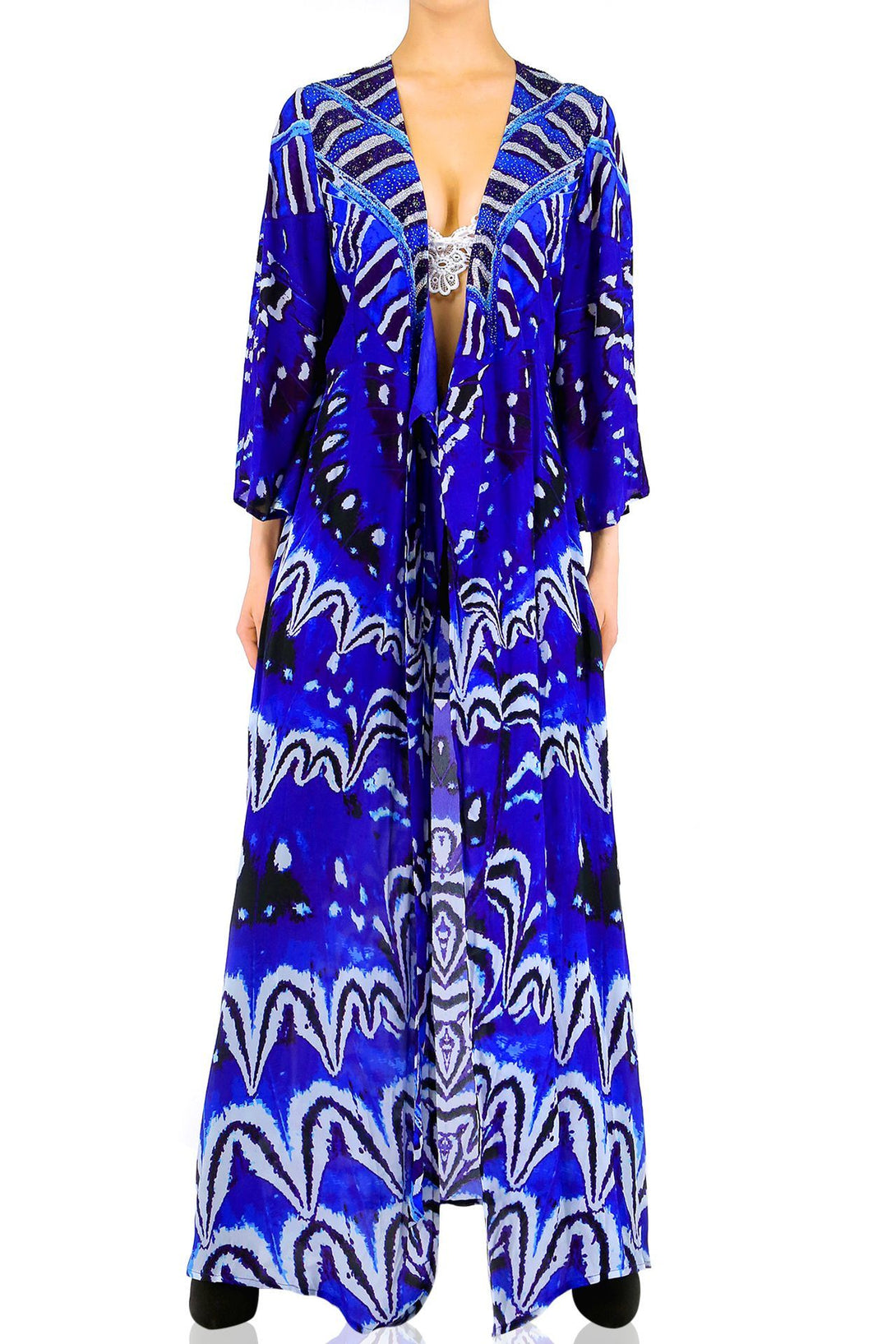  blue wrap maxi dress, maxi plus size wrap dress, Shahida Parides, womens wrap dress long sleeve,