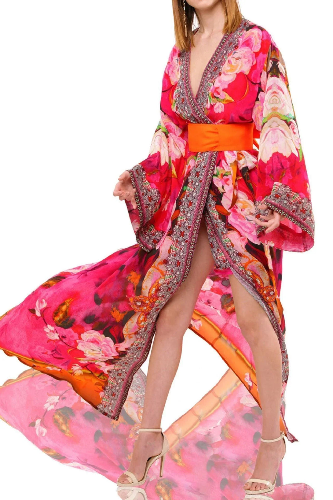  wrap dress maxi long sleeve, Shahida Parides, womens wrap maxi dress, long silk wrap dress,