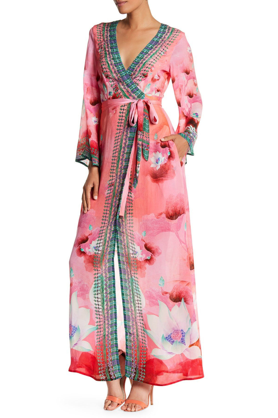  maxi womens wrap dress, Shahida Parides, plus size long sleeve wrap dress, long sleeve wrap,  