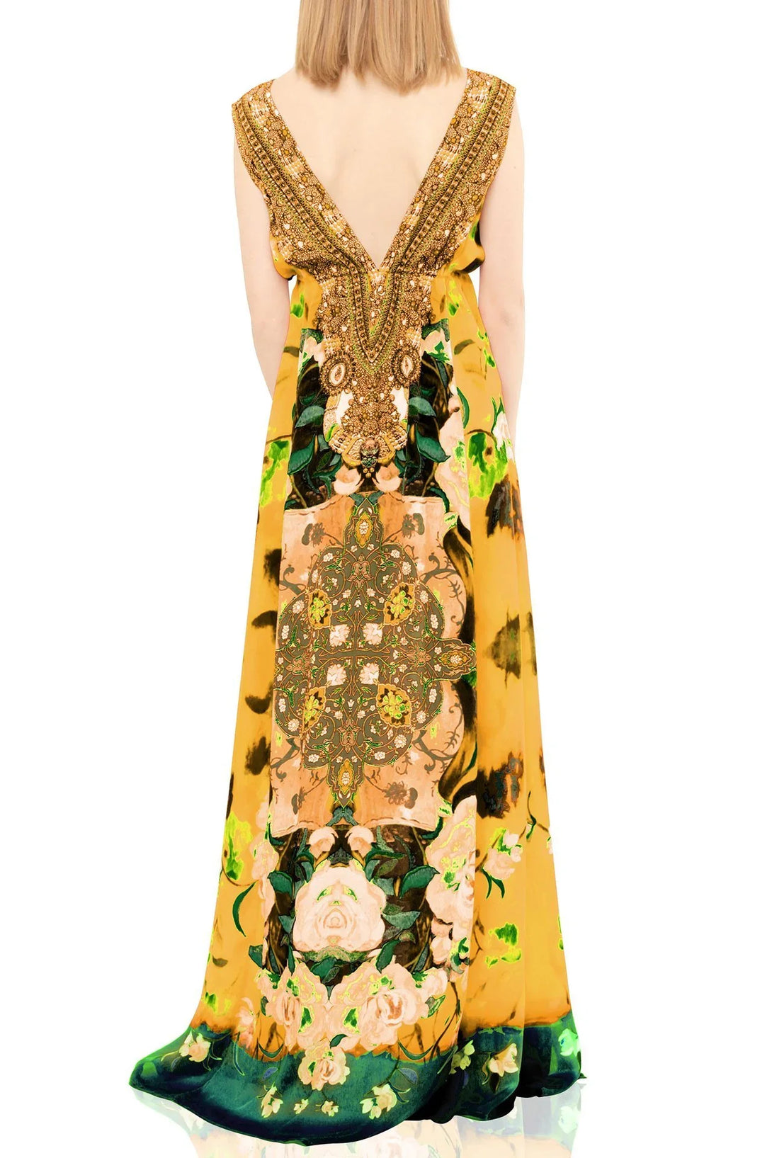 Designer Floral Maxi Dress | Yellow Maxi Dress | Shahida Parides Small - Medium Designer Floral Maxi Dress | Yellow Maxi Dress | Shahida Parides Small - Medium