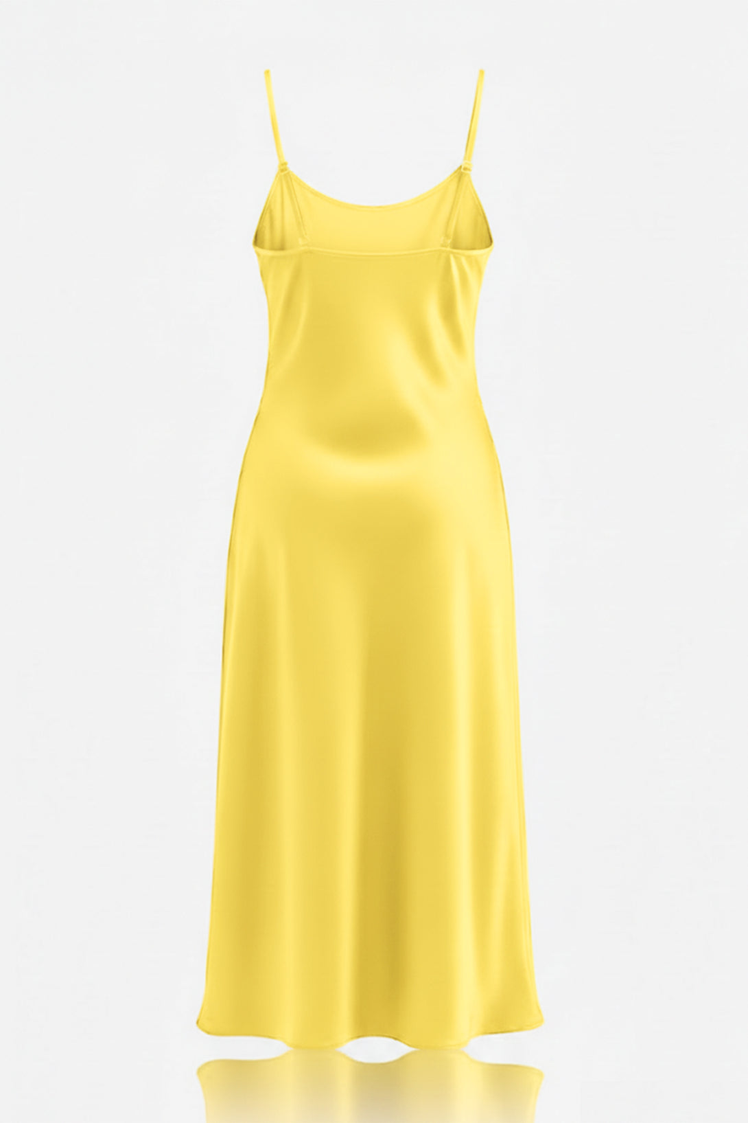 satin midi dress yellow Destiny | Yellow Satin Asymmetric-Neck Midi Dress With Feather Details
