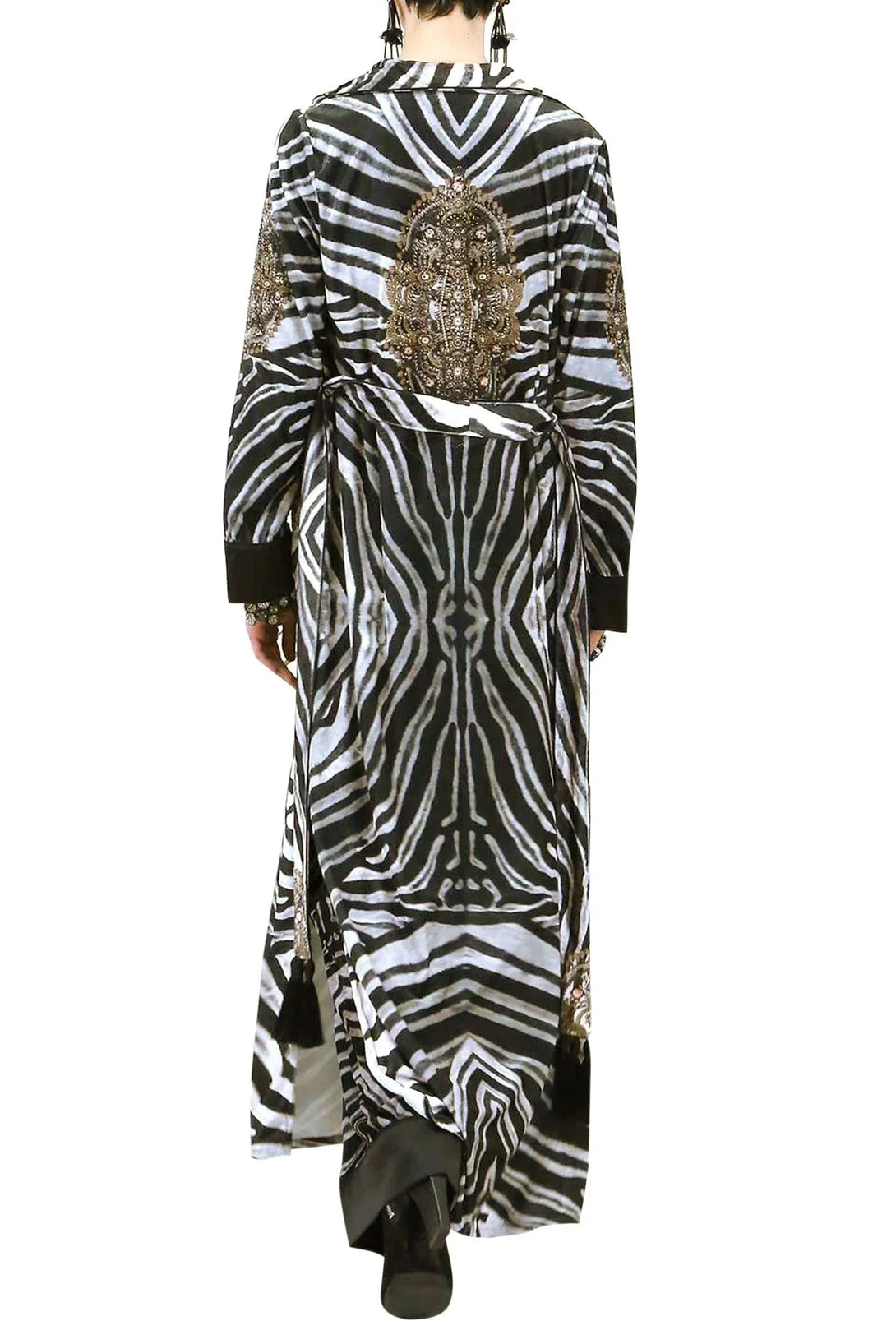 Animal Print Long Duster in Caviar Black - S - M Animal Print Long Duster in Caviar Black - S - M