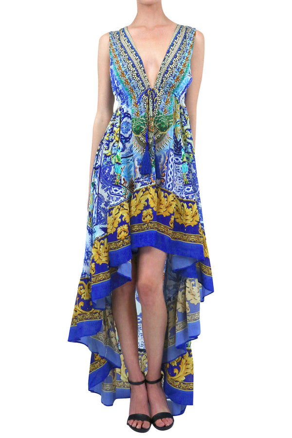 Printed High Low Maxi Dress