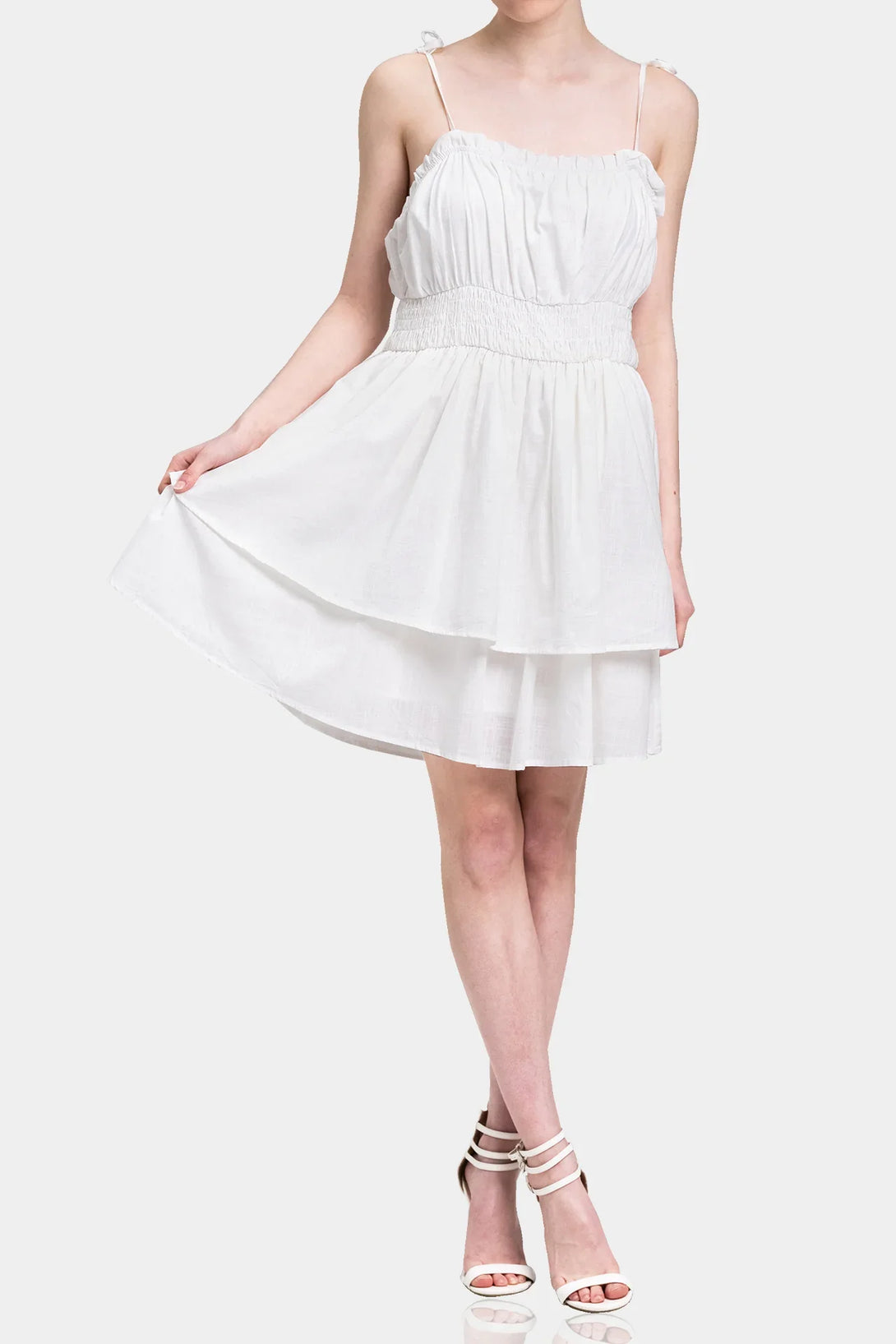 Short Cotton Summer Dress - White Cotton Short Dress - Shahida Parides Small - Medium Short Cotton Summer Dress - White Cotton Short Dress - Shahida Parides Small - Medium