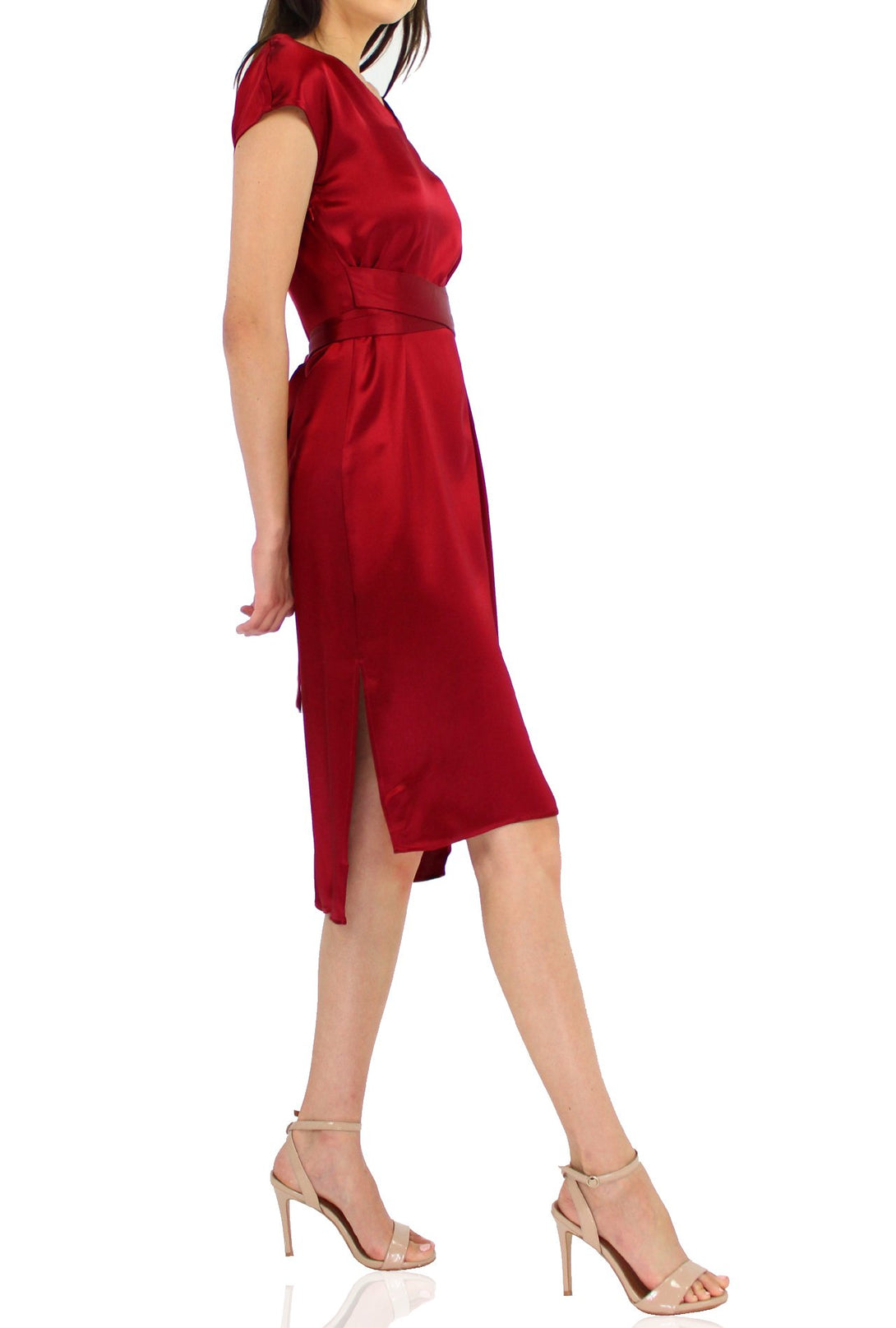 Designer-Belted-Mini-Dress-In-Red-By-Kyle-Richard