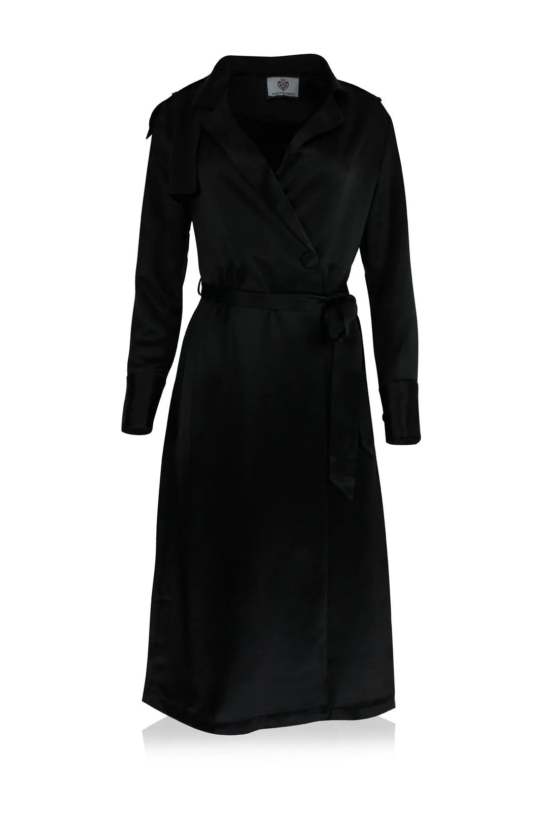 designer black coat dress Women's Black Long Coat Formal Dress, Elegant Double Breasted Coat for Office and Events 36