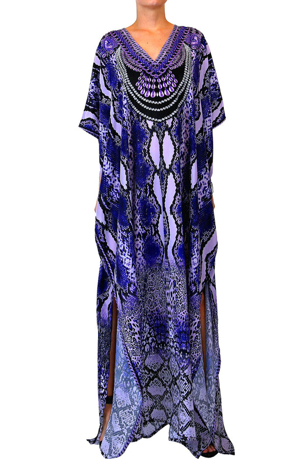 Designer Long Kaftan Dress in Blue