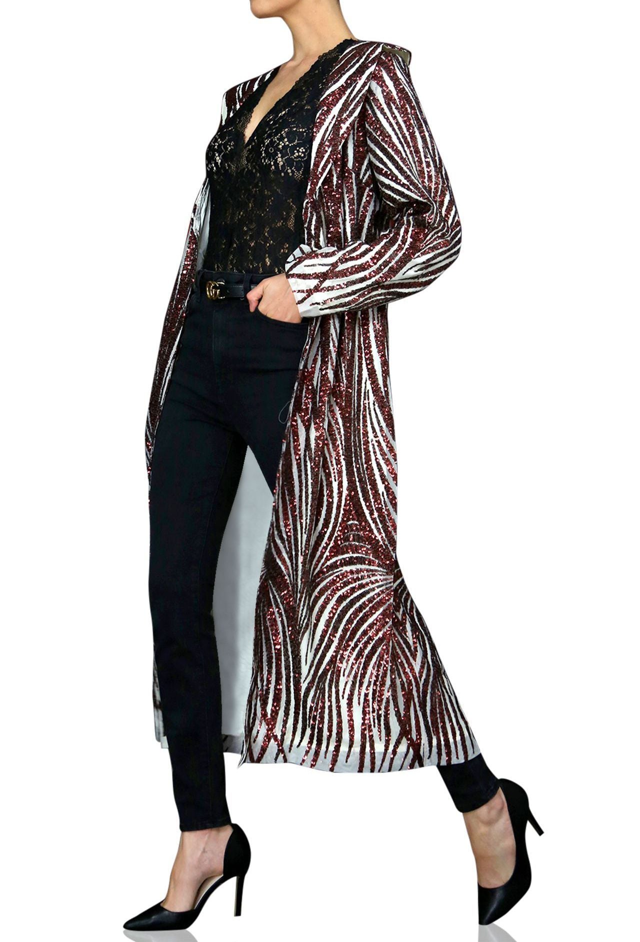 Sequin duster kimono| Long sequin duster Online {Sequin Duster Jacket ...
