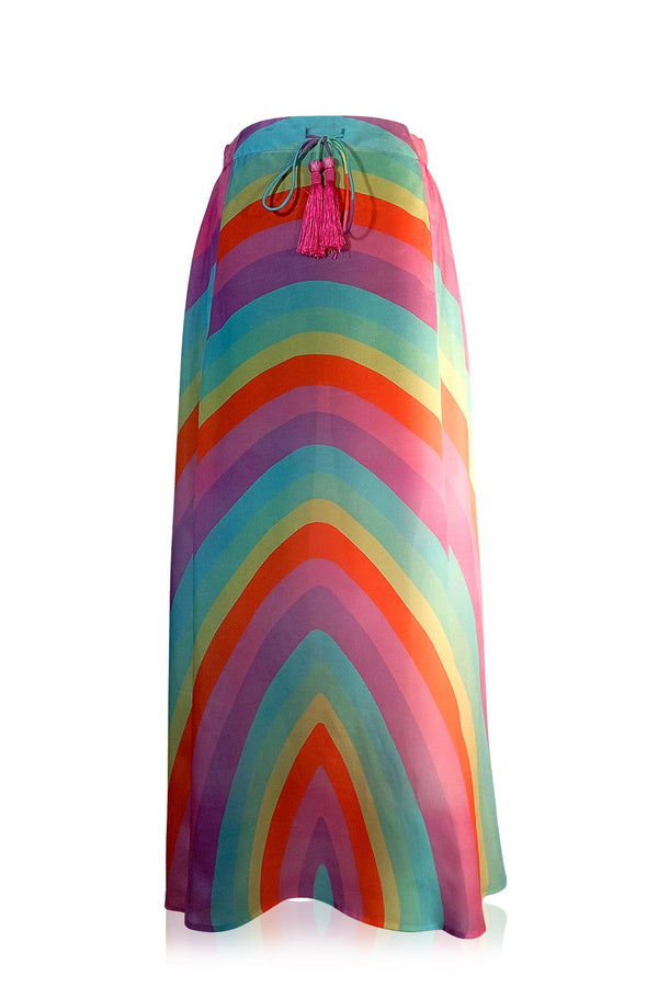 Rainbow Maxi Skirt in Stripe Print